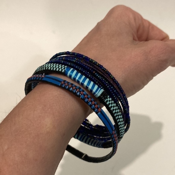 Three 3 Blue Boho Bangle bracelets​​​​​​​ - Picture 2 of 8
